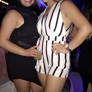 White romper with black stripes